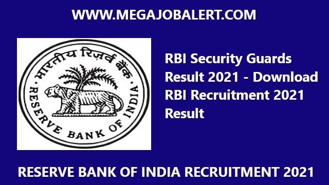 RBI Security Guard Result 2021