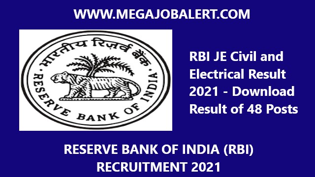 RBI JE Civil and Electrical Result 2021