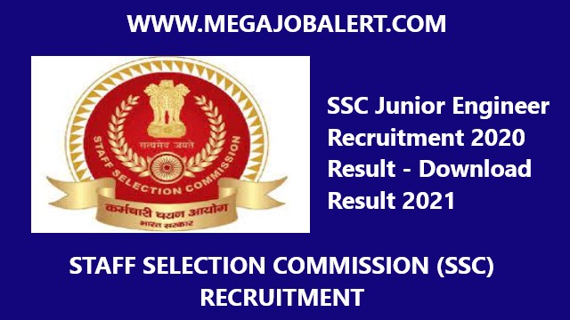 SSC Junior Engineer Recruitment 2020 Result