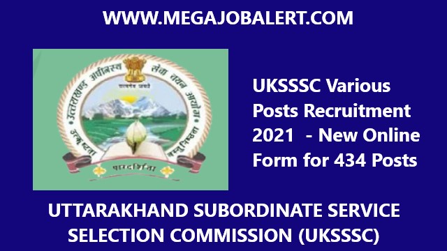 UKSSSC Various Posts Recruitment 2021