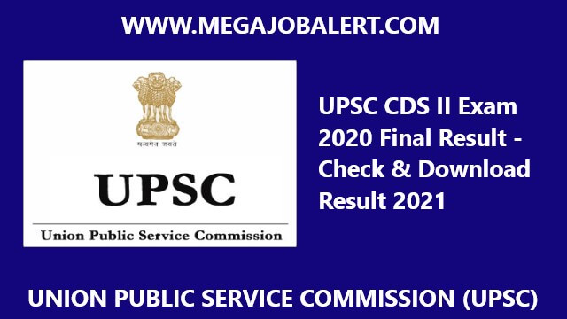 UPSC CDS II Exam 2020 Final Result