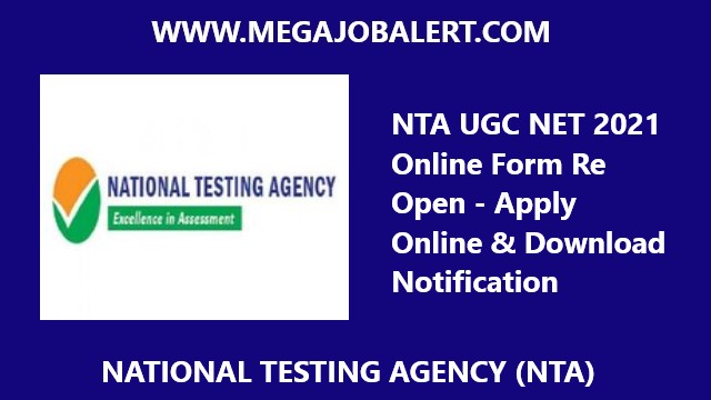 NTA UGC NET 2021 Online Form Re Open