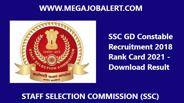 SSC GD Constable Recruitment 2018 Rank Card 2021