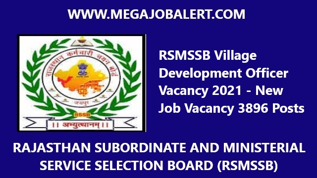RSMSSB Village Development Officer Vacancy 2021