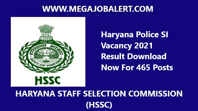 Haryana Police SI Vacancy 2021 Result