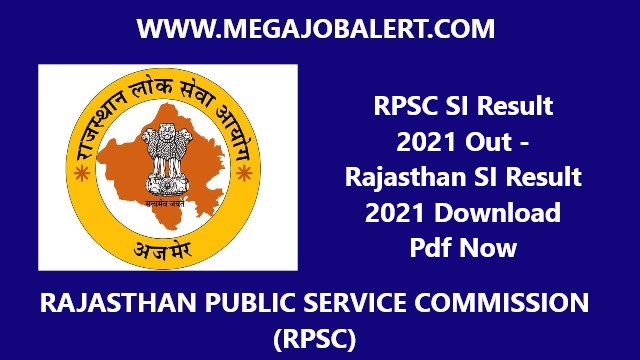 RPSC SI Result 2021