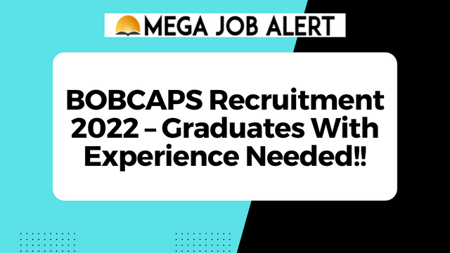 BOBCAPS Recruitment 2022 –  Graduates With Experience Needed!!